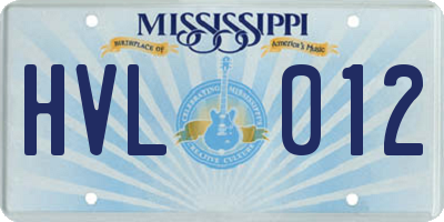 MS license plate HVL012