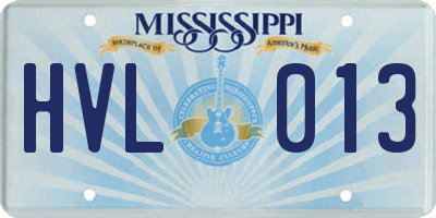 MS license plate HVL013