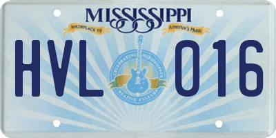 MS license plate HVL016