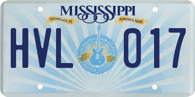 MS license plate HVL017