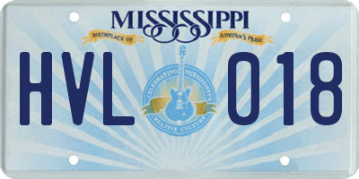 MS license plate HVL018