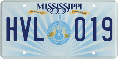 MS license plate HVL019
