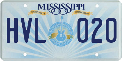 MS license plate HVL020