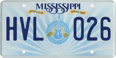 MS license plate HVL026