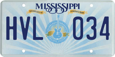 MS license plate HVL034