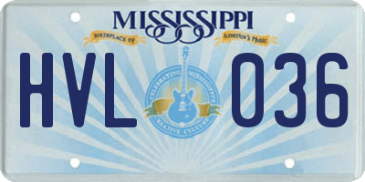 MS license plate HVL036