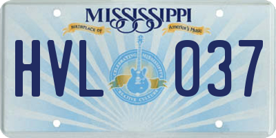 MS license plate HVL037