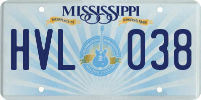 MS license plate HVL038