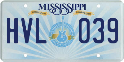 MS license plate HVL039
