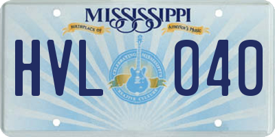 MS license plate HVL040