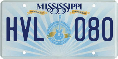 MS license plate HVL080