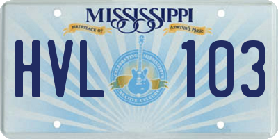 MS license plate HVL103
