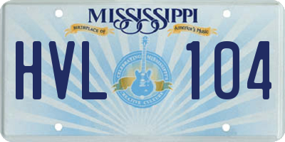 MS license plate HVL104