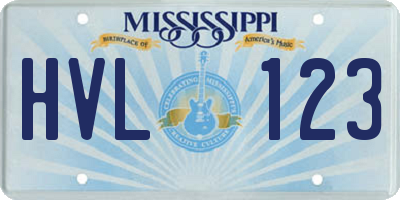MS license plate HVL123