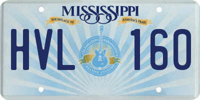MS license plate HVL160