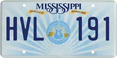MS license plate HVL191