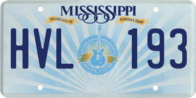 MS license plate HVL193