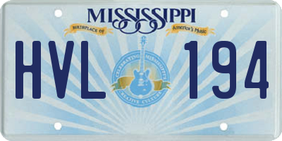 MS license plate HVL194