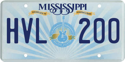 MS license plate HVL200
