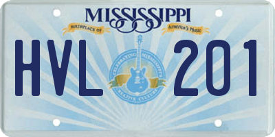 MS license plate HVL201