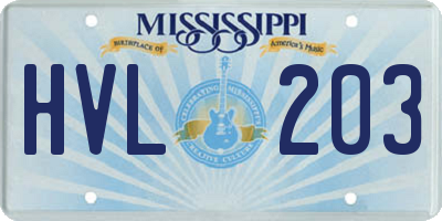 MS license plate HVL203