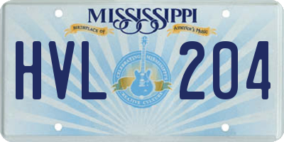 MS license plate HVL204