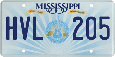 MS license plate HVL205
