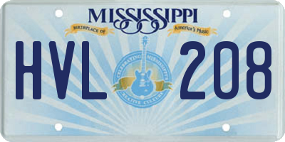 MS license plate HVL208