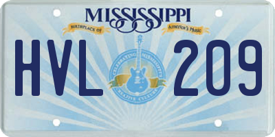 MS license plate HVL209