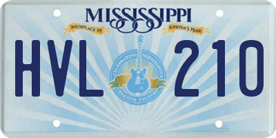 MS license plate HVL210