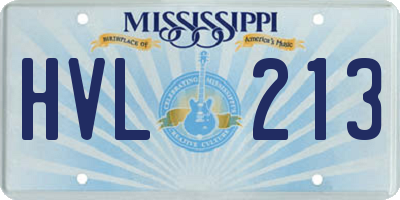 MS license plate HVL213