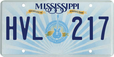 MS license plate HVL217