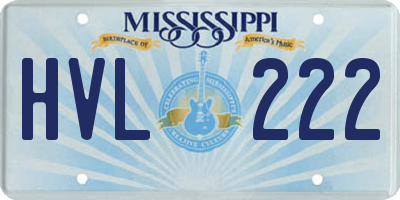 MS license plate HVL222