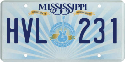 MS license plate HVL231