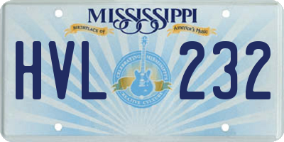 MS license plate HVL232