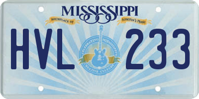 MS license plate HVL233