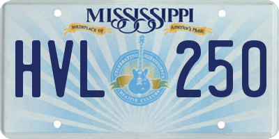 MS license plate HVL250