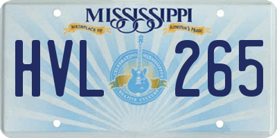 MS license plate HVL265