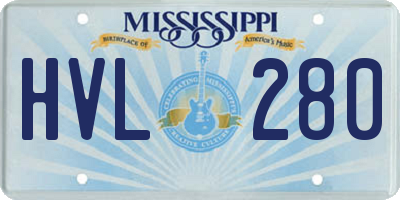 MS license plate HVL280