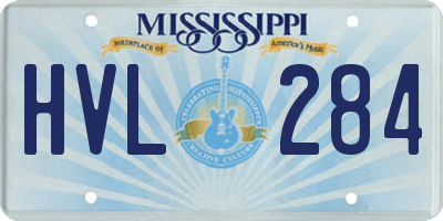 MS license plate HVL284