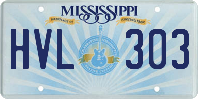 MS license plate HVL303