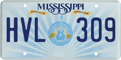 MS license plate HVL309
