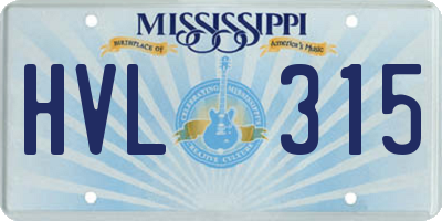MS license plate HVL315