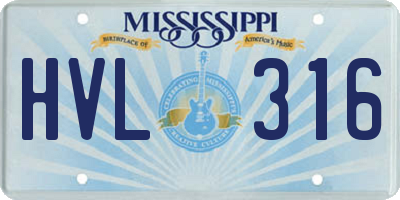 MS license plate HVL316