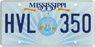 MS license plate HVL350