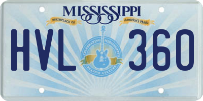 MS license plate HVL360