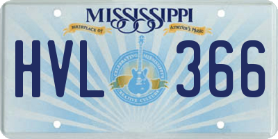 MS license plate HVL366