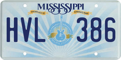 MS license plate HVL386
