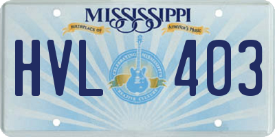 MS license plate HVL403