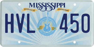 MS license plate HVL450